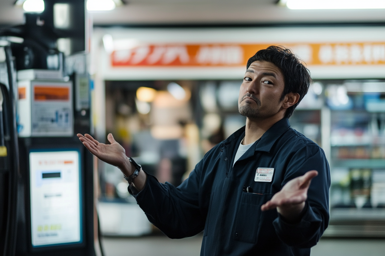 Un employé de station-service haussant les épaules | Source : Midjourney