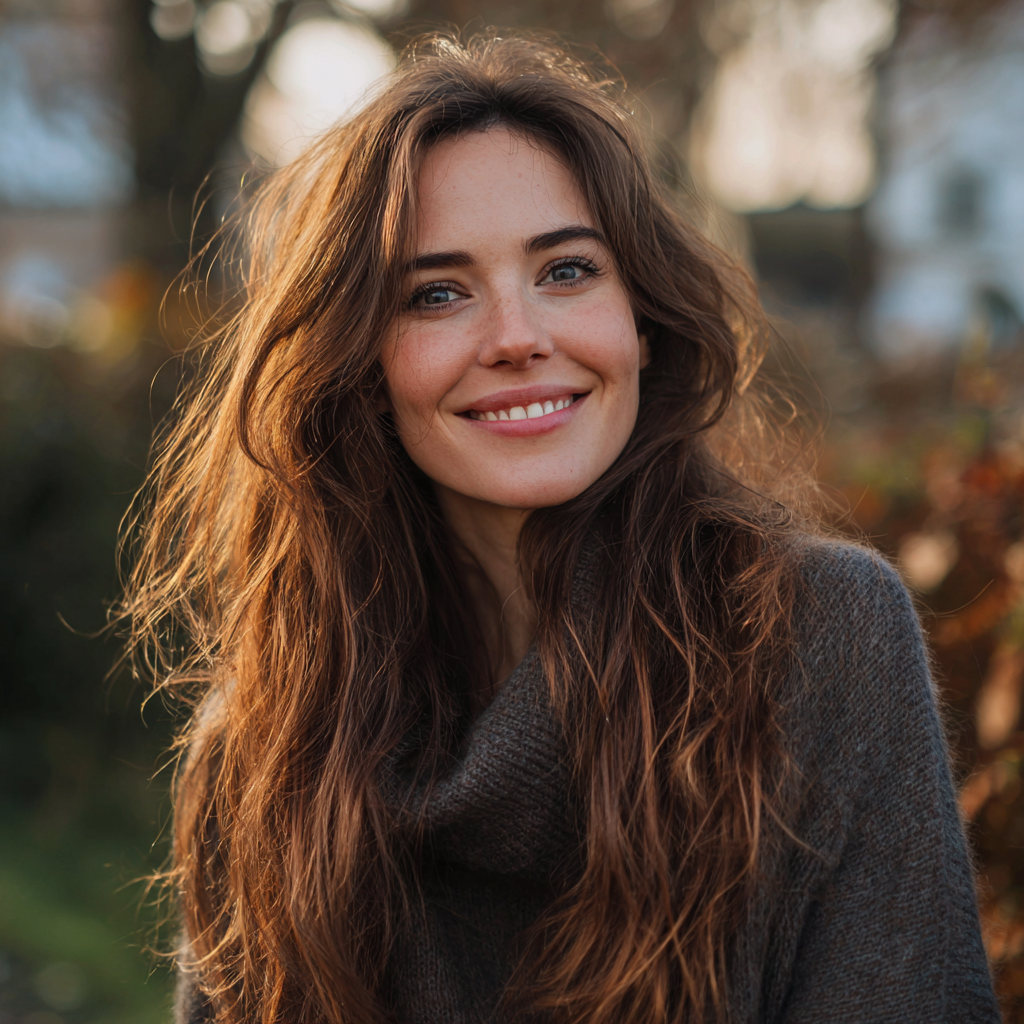 Une femme souriante se tenant à l'extérieur | Source : Midjourney