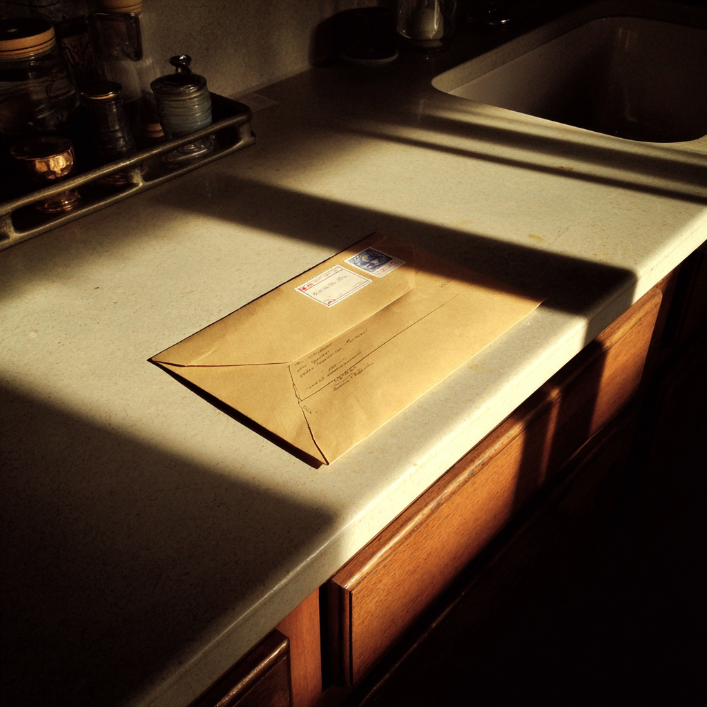 Une enveloppe manille sur une table | Source : Midjourney