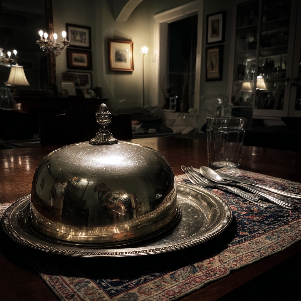 Une cloche en argent sur une table | Source : Midjourney