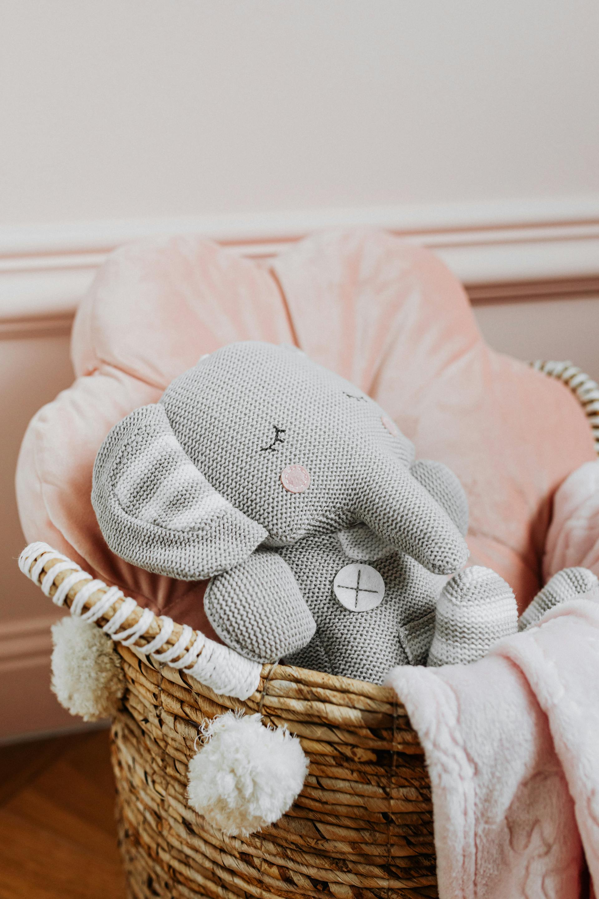 Un jouet en peluche couché dans un panier | Source : Pexels