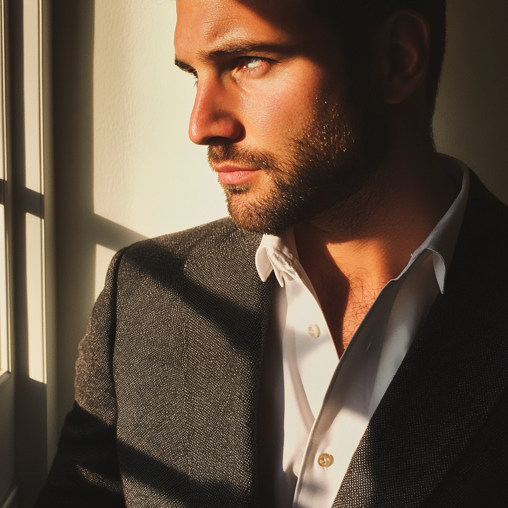Un homme qui regarde par la fenêtre | Source : Midjourney