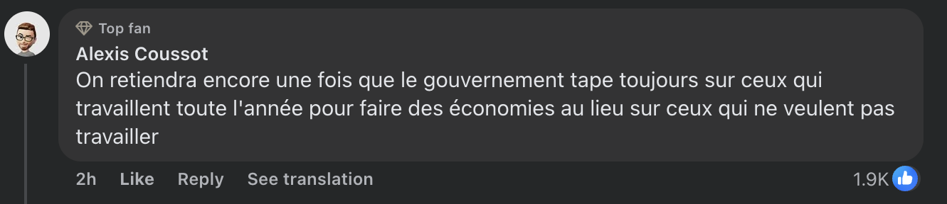 Commentaire d'internaute sur la proposition du chef de gouvernement | Source : facebook.com/GossipRoom