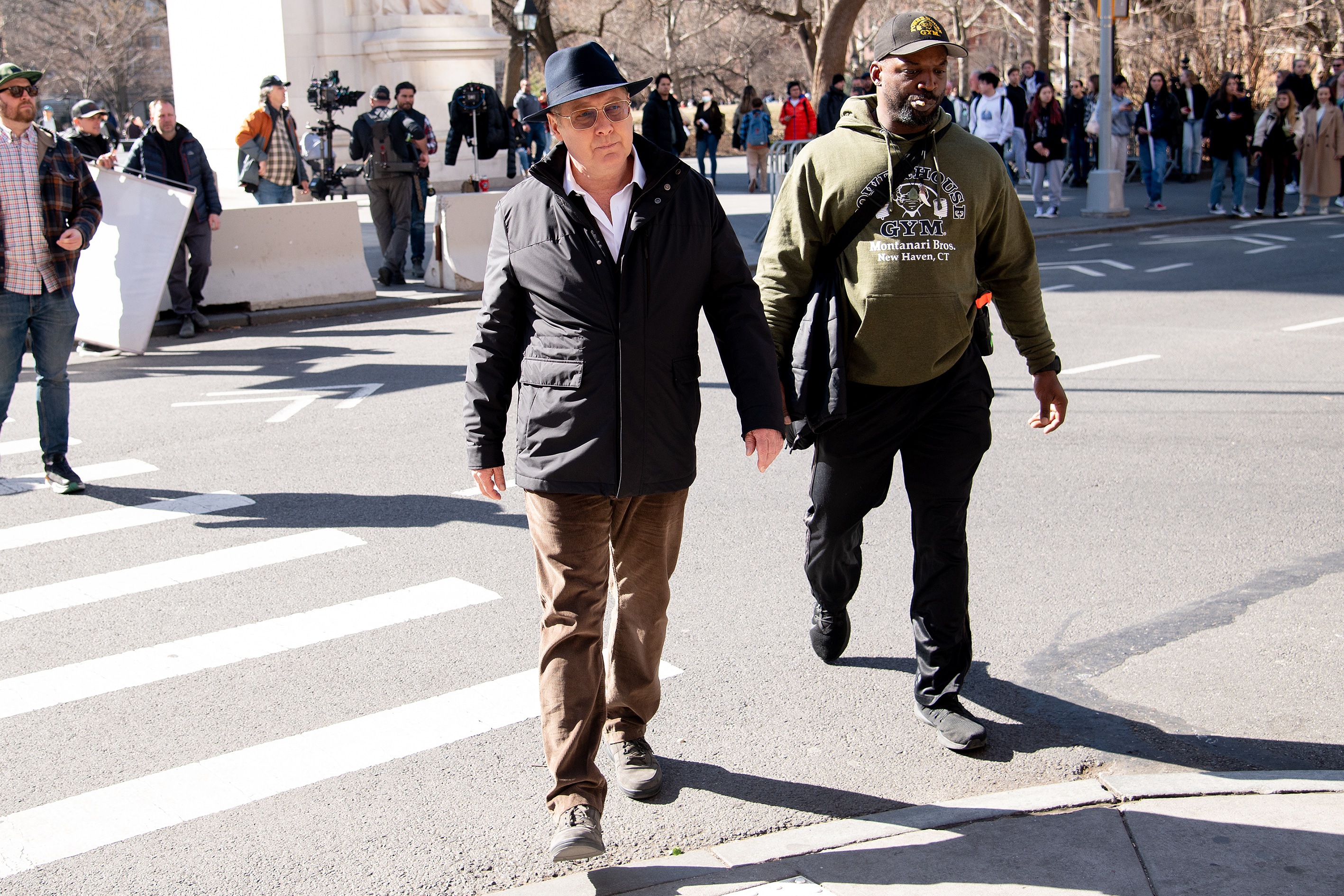L'acteur sur le tournage de « Blacklist », le 16 février 2023 à New York | Source : Getty Images