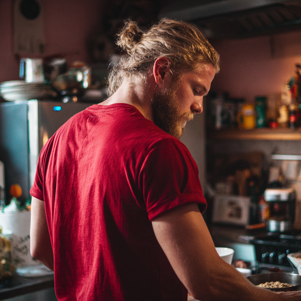 Un homme occupé dans la cuisine | Source : Midjourney