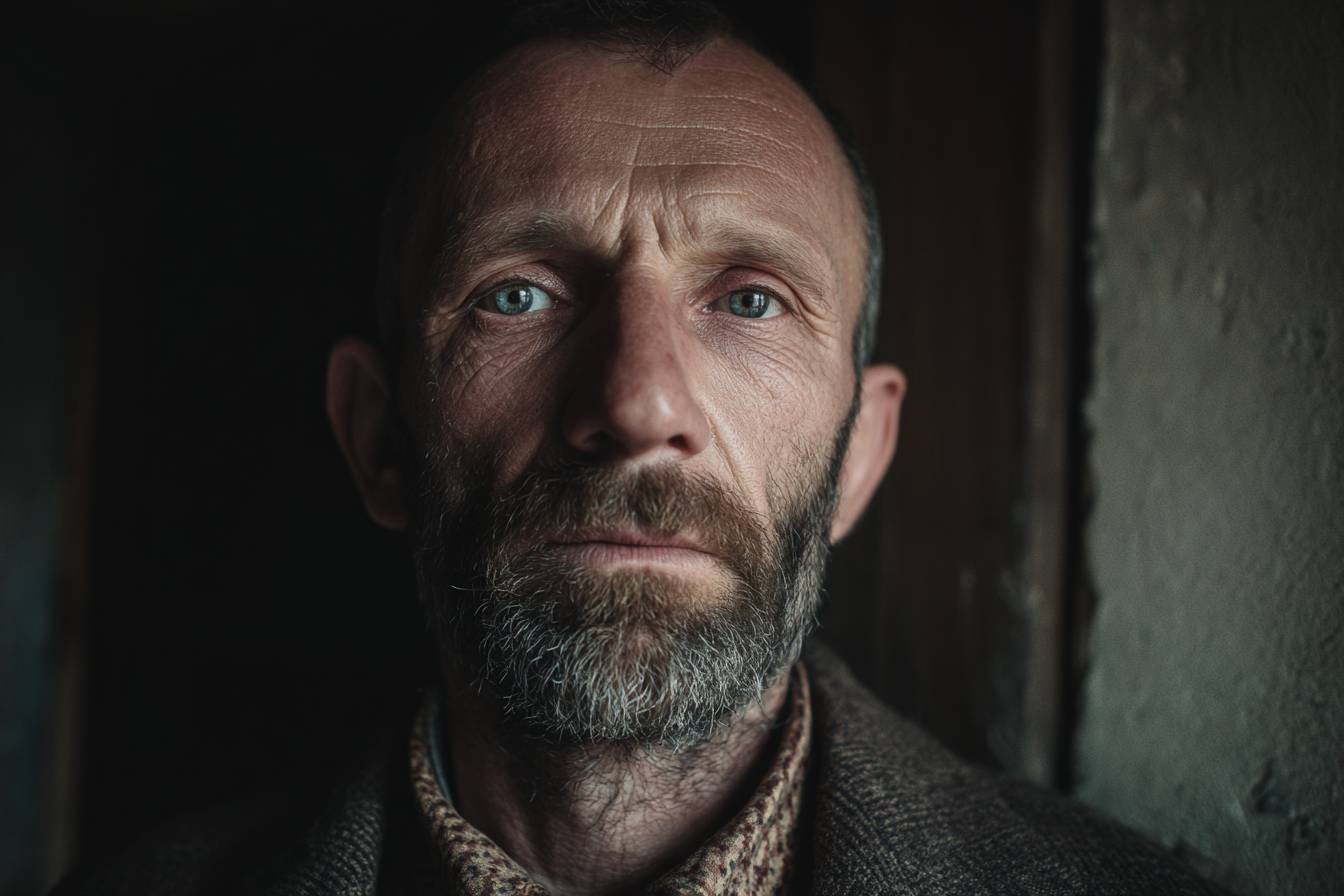 Un homme qui regarde droit devant lui | Source : Midjourney