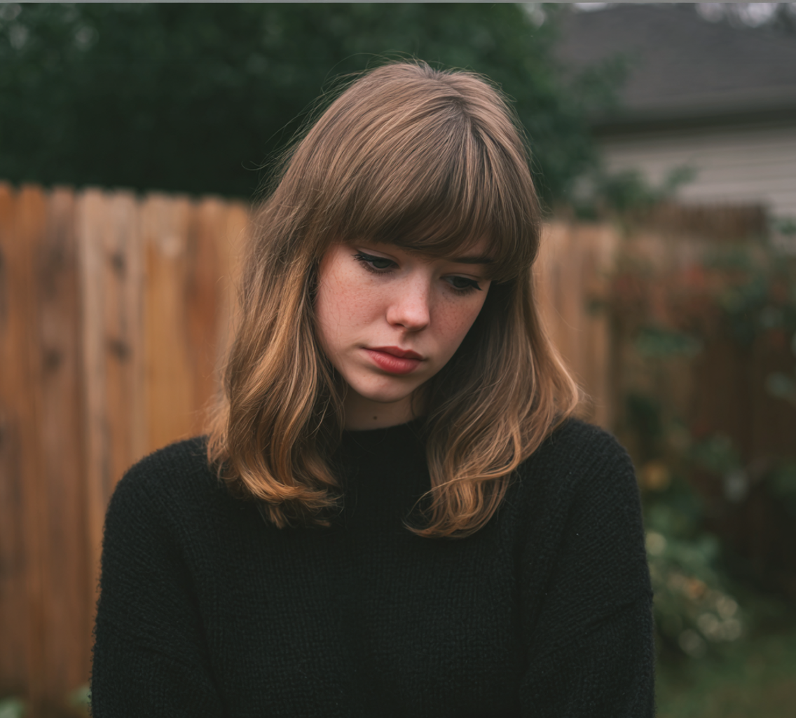 Une jeune femme portant un pull noir | Source : Midjourney