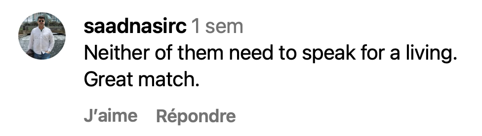 Capture d'écran du commentaire d'un internaute I Source : https://www.instagram.com/p/DTnpH0OgQ54/?utm_source=ig_embed&ig_rid=28aebeeb-e8b9-4a0d-b596-a21820b127d1