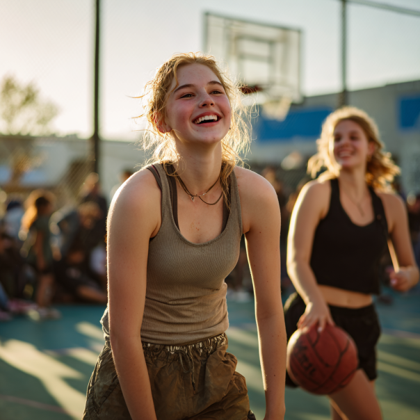 Une adolescente lors d'un match de basket | Source : Midjourney