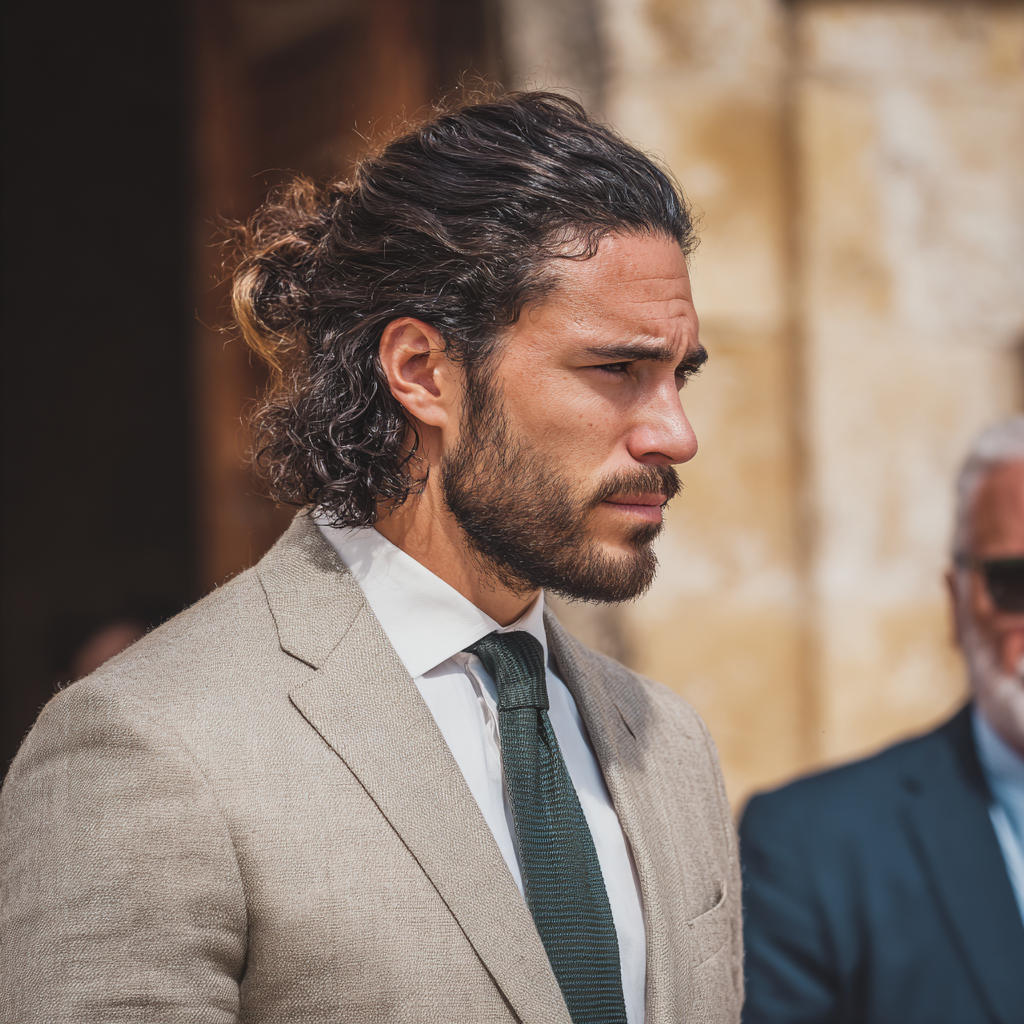 Un homme pensif devant une église | Source : Midjourney