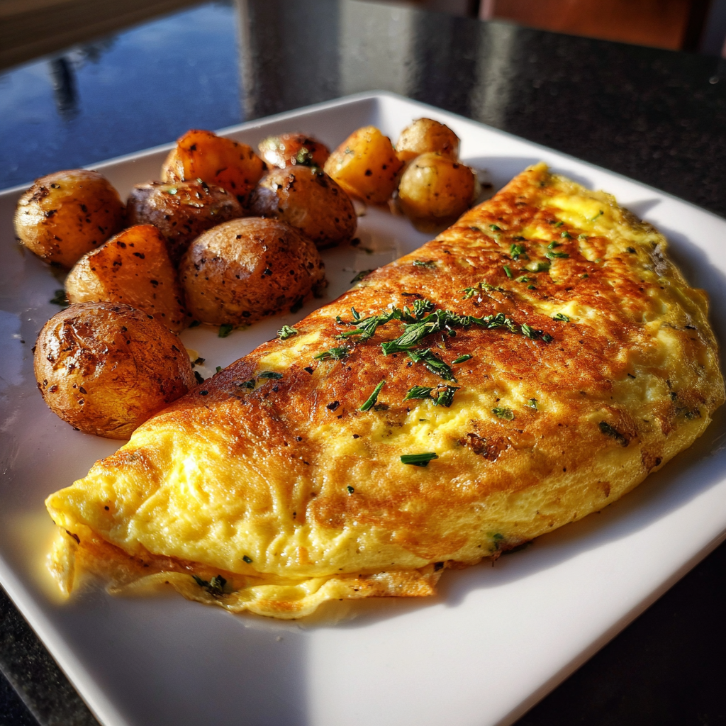 Une omelette sur une assiette | Source : Midjourney