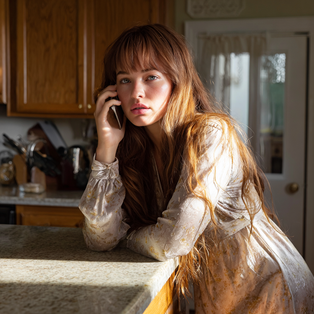 Une femme qui parle au téléphone | Source : Midjourney