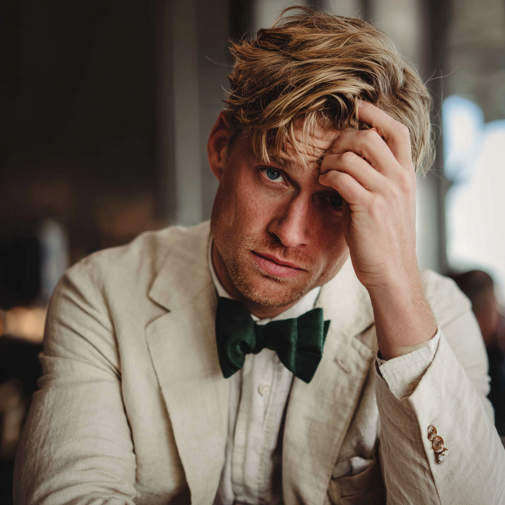 Un marié assis dans un café | Source : Midjourney