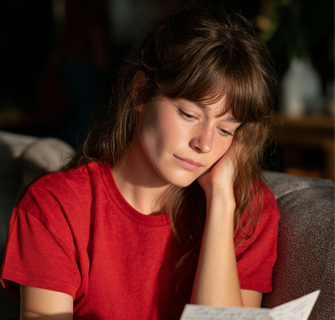 Une femme lisant une lettre | Source : Midjourney