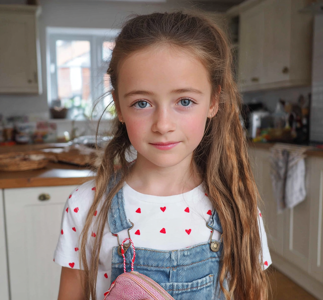 Une petite fille debout dans une cuisine I Source : Midjourney