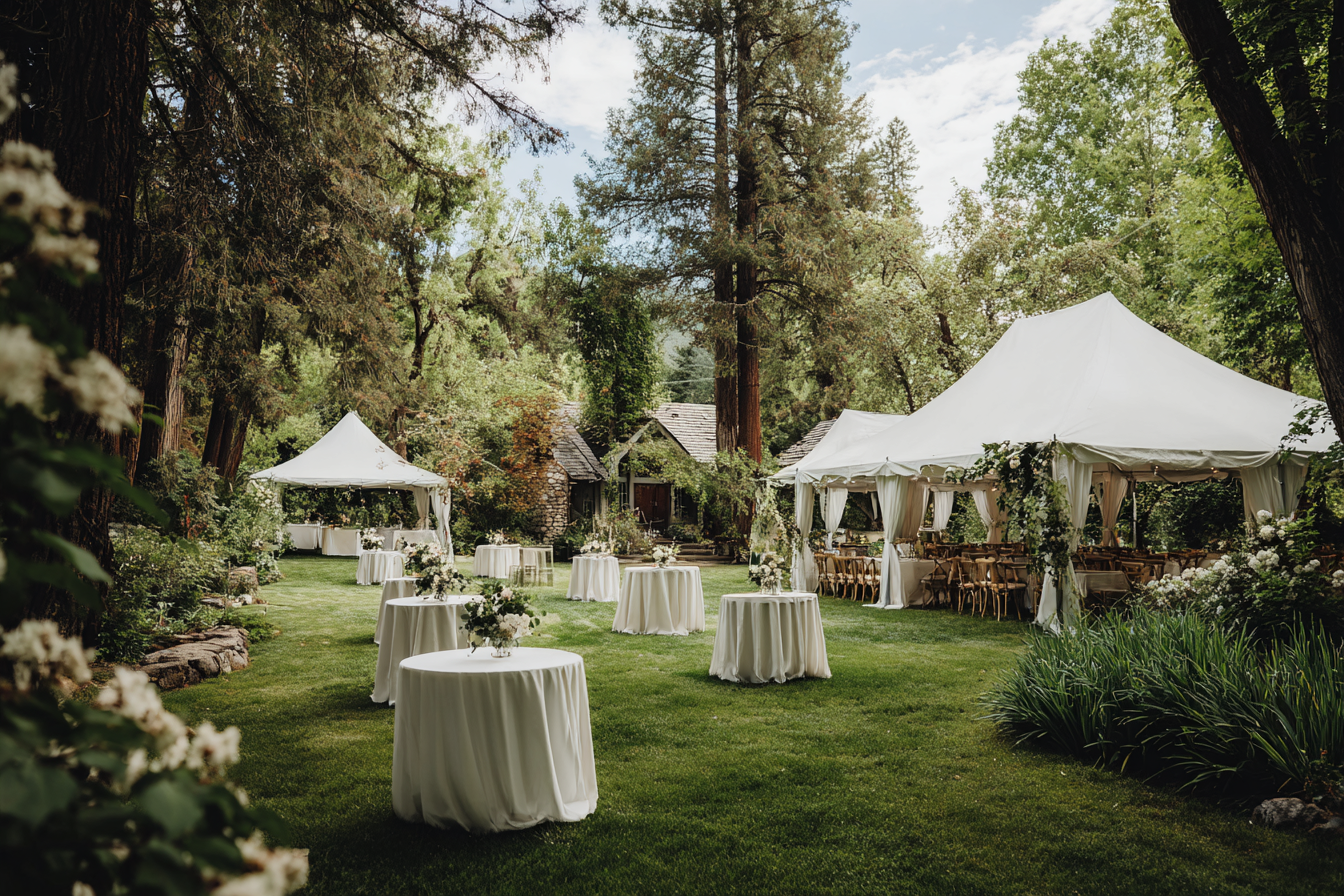 Installation de mariage dans une arrière-cour | Source : Midjourney