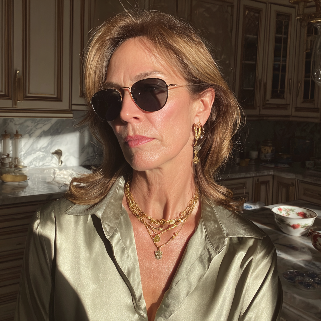 Une femme âgée agacée portant des lunettes de soleil | Source : Midjourney