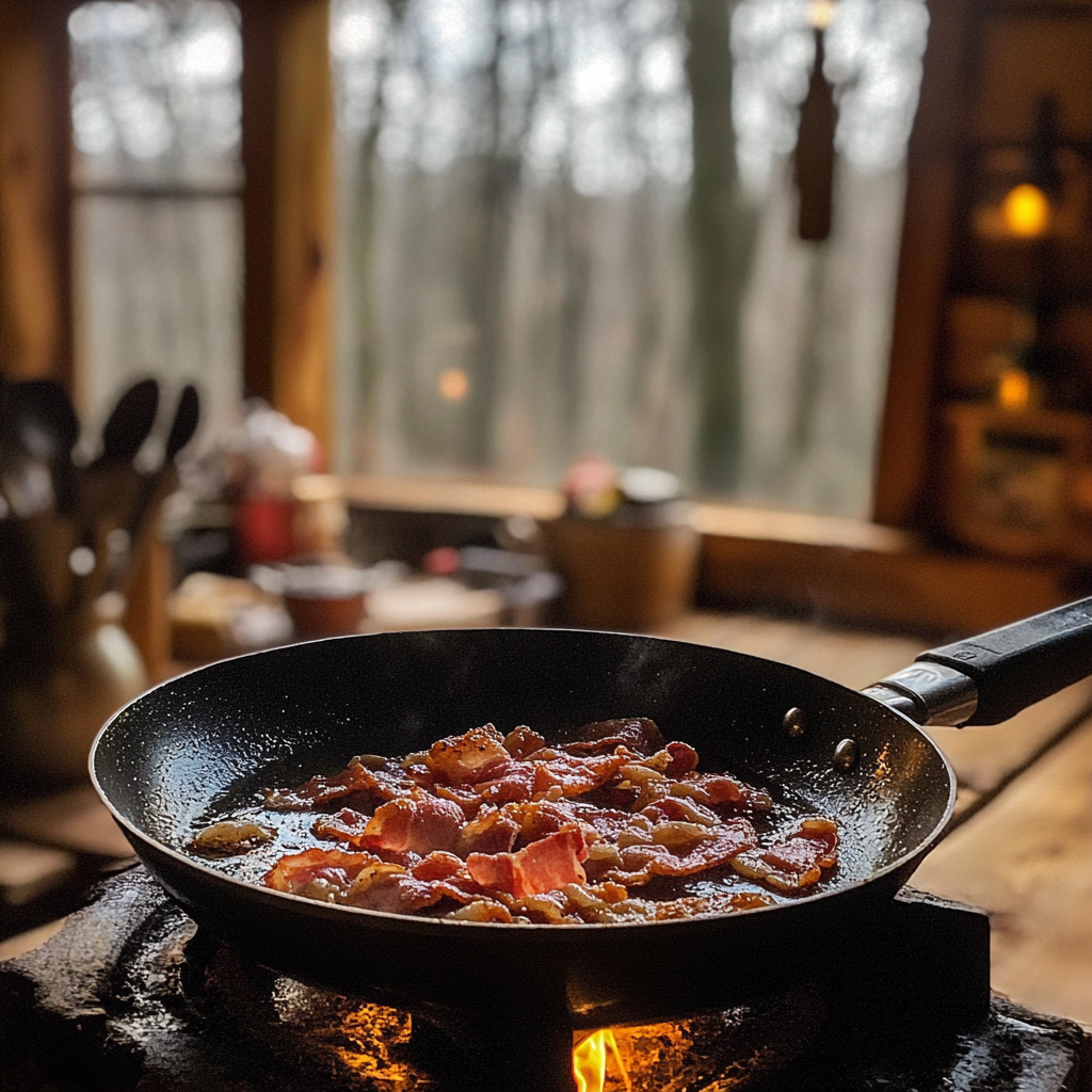 Bacon dans une poêle | Source : Midjourney