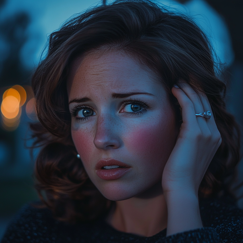 Une femme anxieuse perdue dans ses pensées | Source : Midjourney