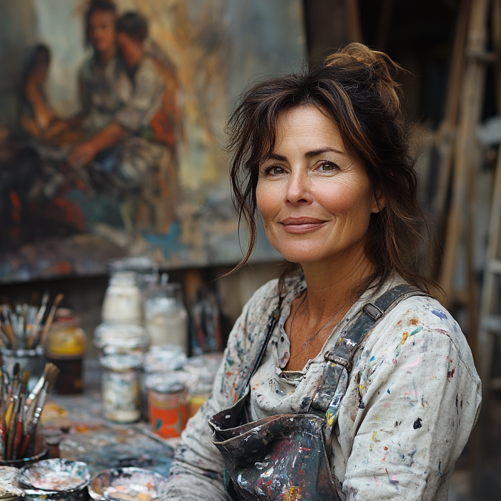 Une peintre dans son atelier | Source : Midjourney