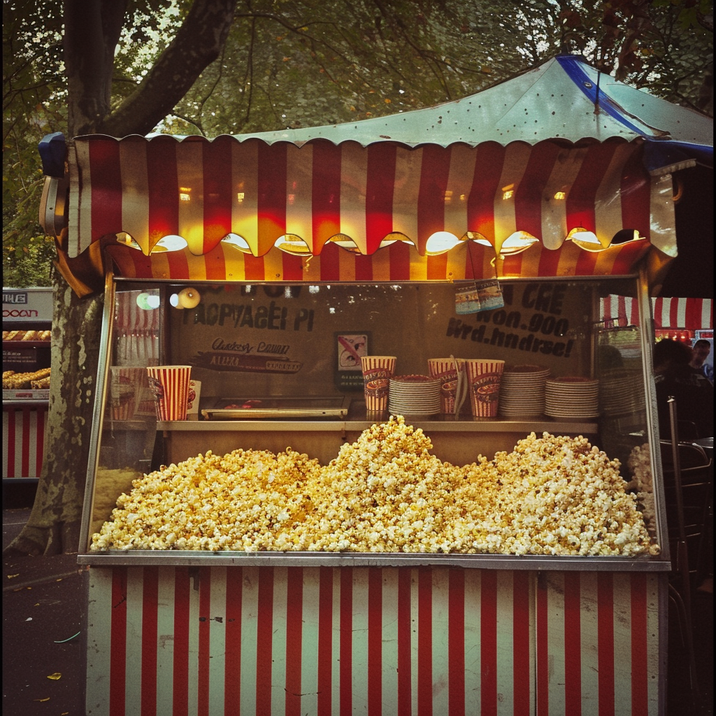 Un stand de pop-corn dans un parc | Source : Midjourney