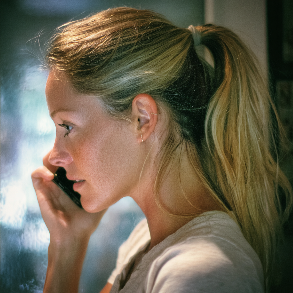 Une femme qui parle au téléphone | Source : Midjourney