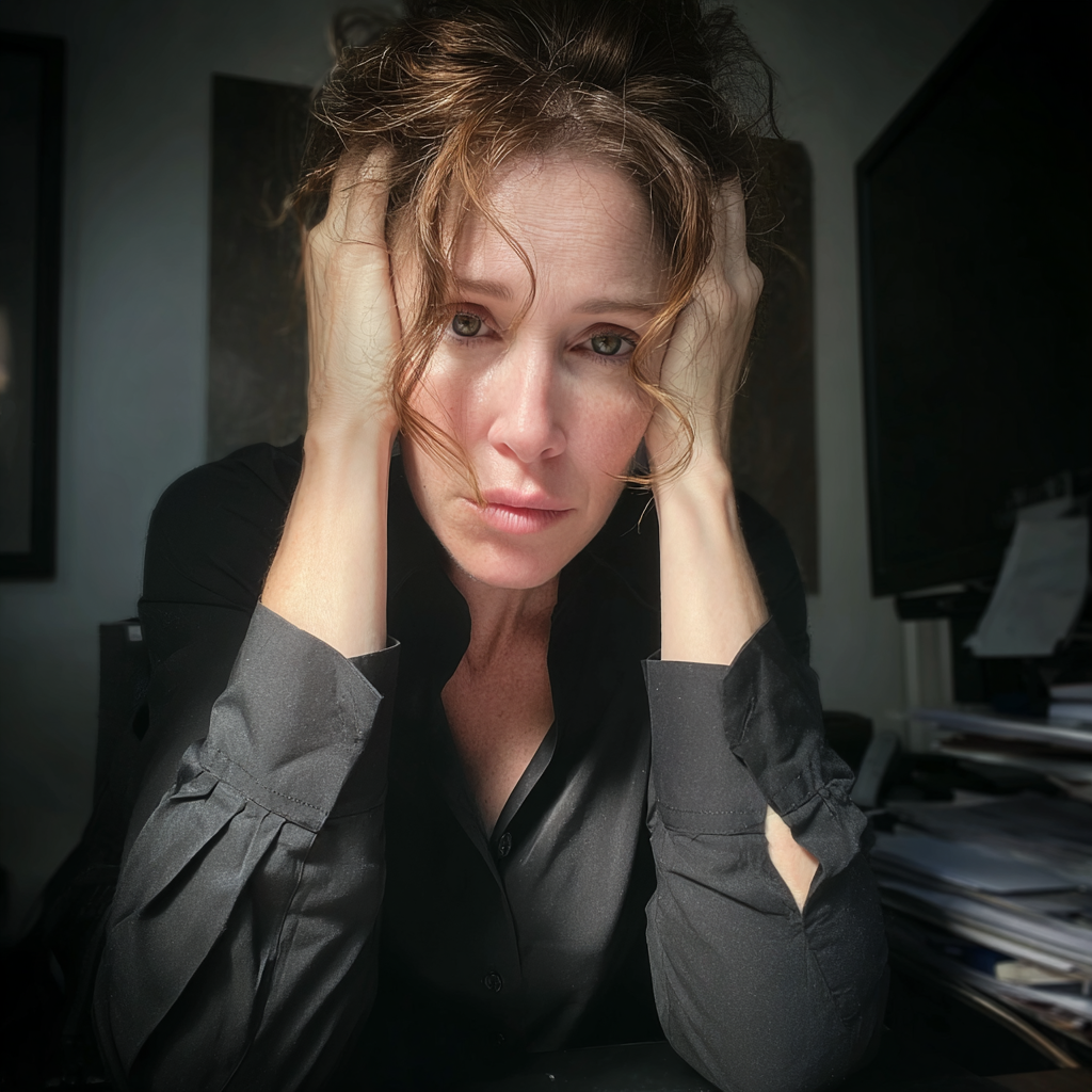 Une femme stressée qui se tient la tête | Source : Midjourney