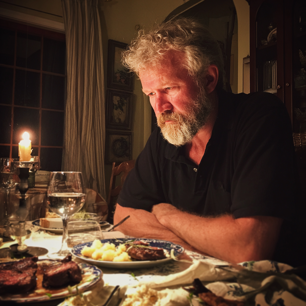 Un homme âgé assis à une table à manger | Source : Midjourney