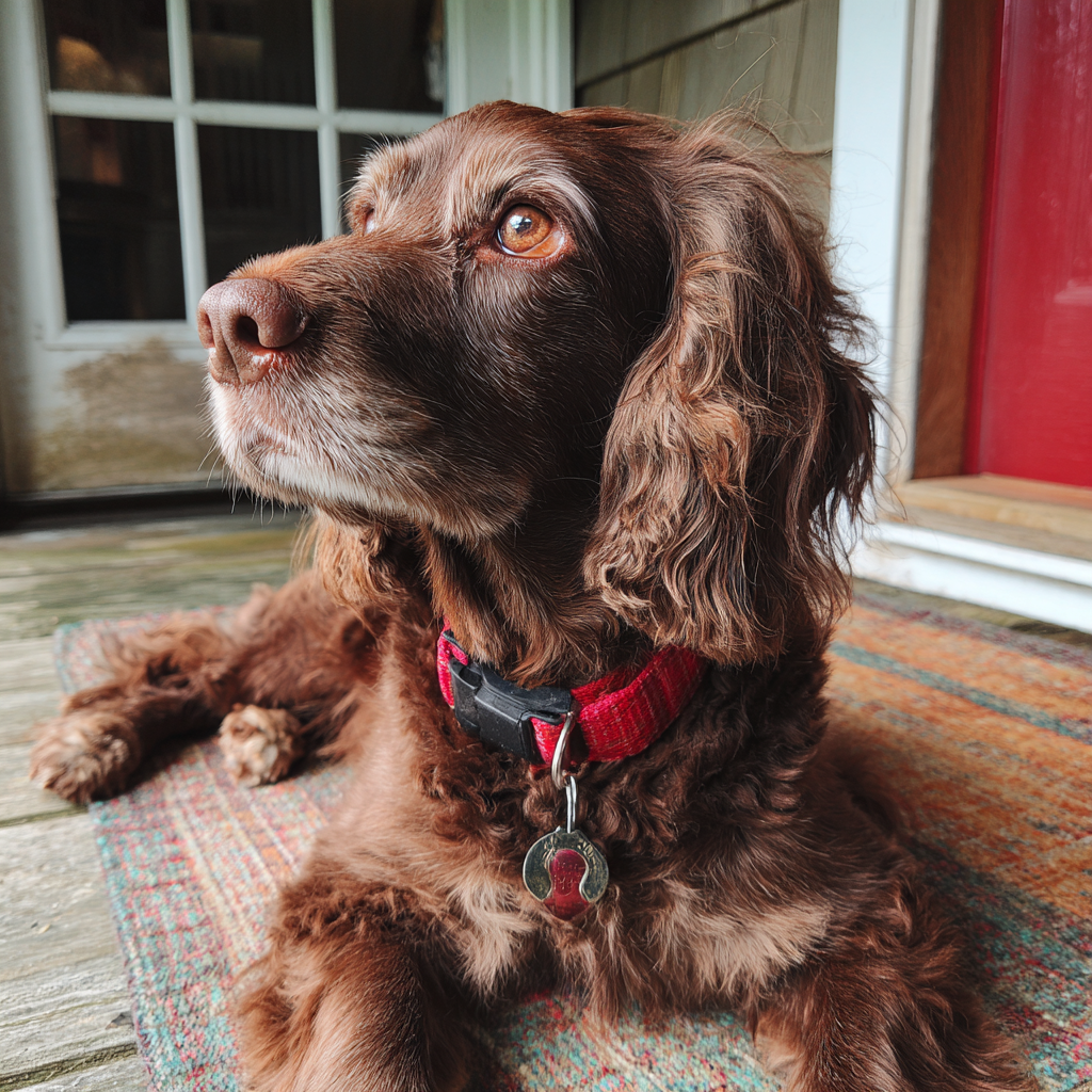 Un chien assis sur un tapis | Source : Midjourney