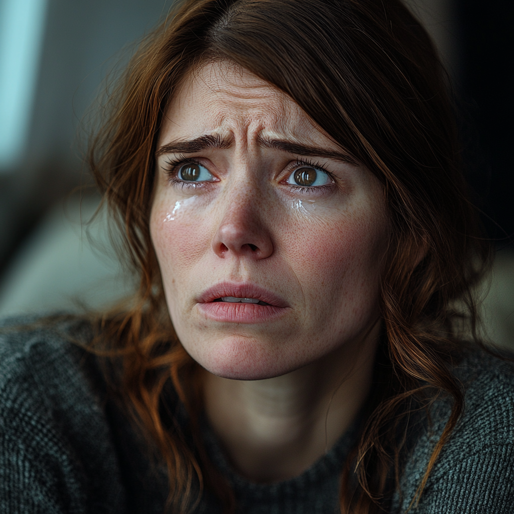 Une femme aux yeux pleins de larmes | Source : Midjourney