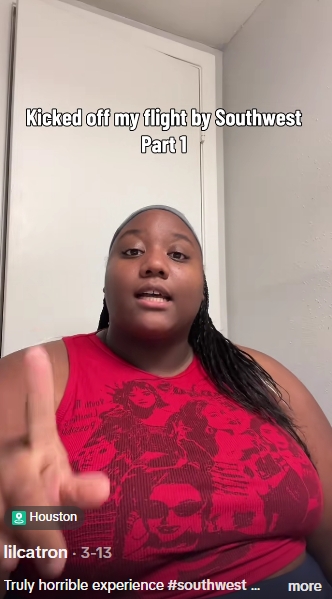 Catron a déclaré que ni l'agent de la porte d'embarquement ni le superviseur n'ont fait preuve de compassion à son égard tout au long de l'épreuve. | Source : TikTok/@lilcatron