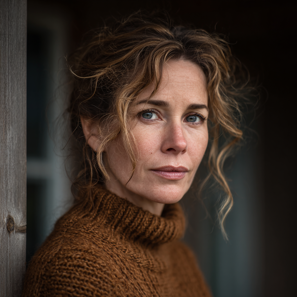 Une femme pensive debout sous un porche | Source : Midjourney