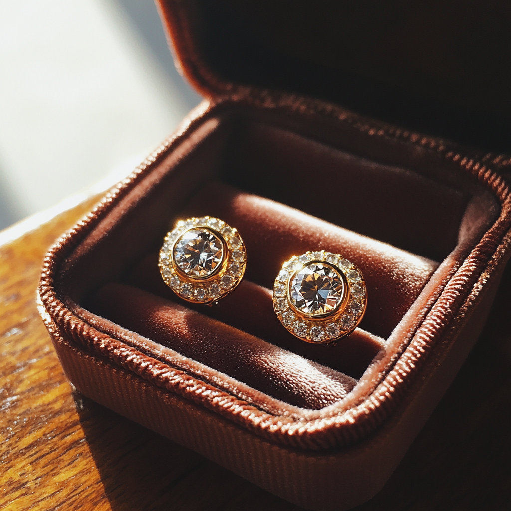 Une paire de boucles d'oreilles dans une petite boîte | Source : Midjourney