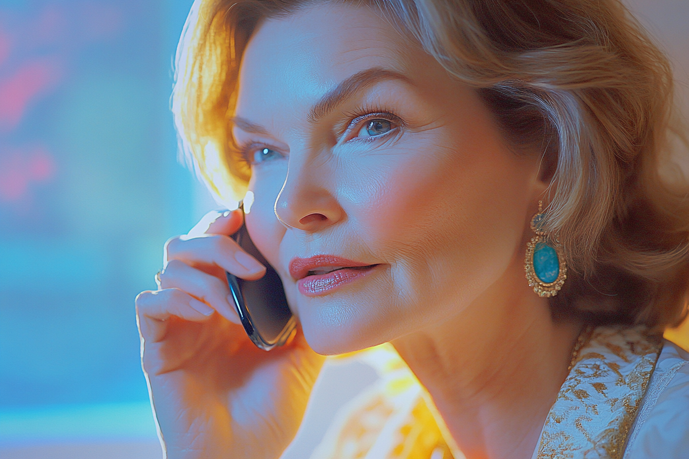 Une femme âgée qui parle au téléphone | Source : Midjourney
