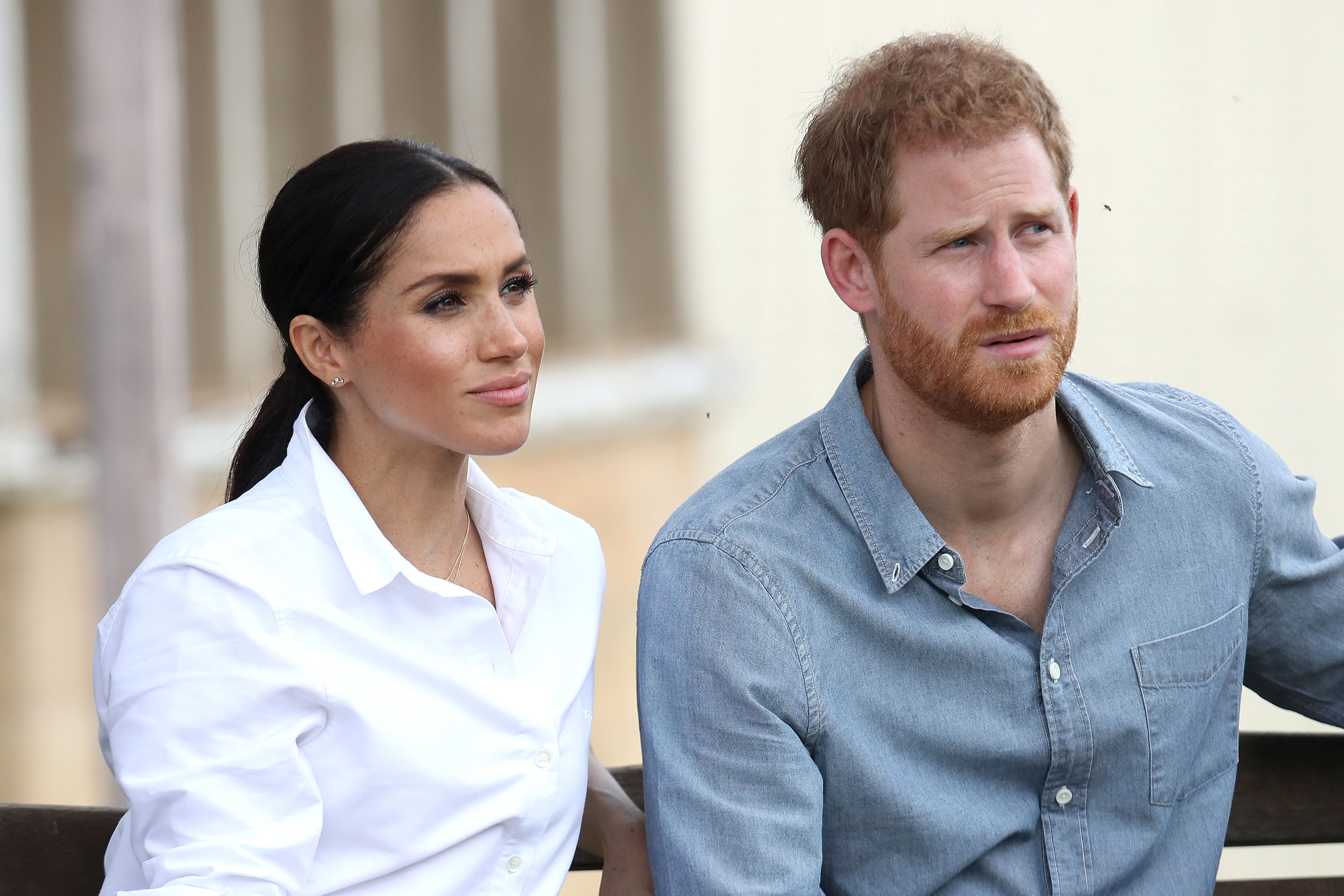 Meghan, duchesse de Sussex, et le prince Harry, duc de Sussex, lors d'une visite chez une famille d'agriculteurs locaux le 17 octobre 2018, à Dubbo, en Australie. | Source : Getty Images