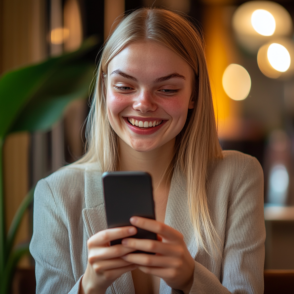 Une femme en train d'envoyer des messages sur son téléphone | Source : Midjourney