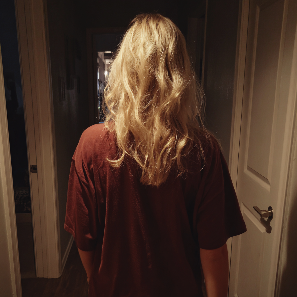 Une femme qui marche dans un couloir | Source : Midjourney