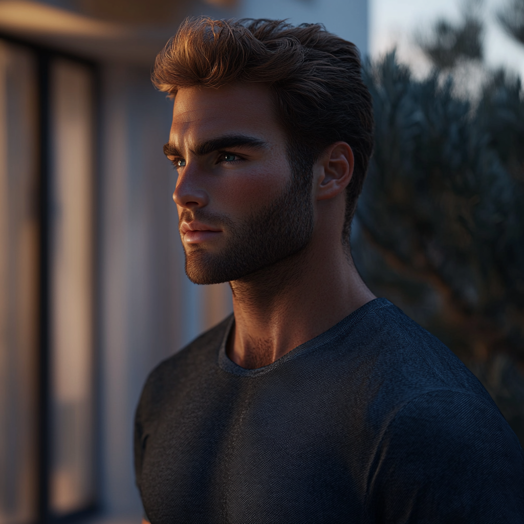 Un homme debout à l’extérieur d’un bâtiment | Source : Midjourney