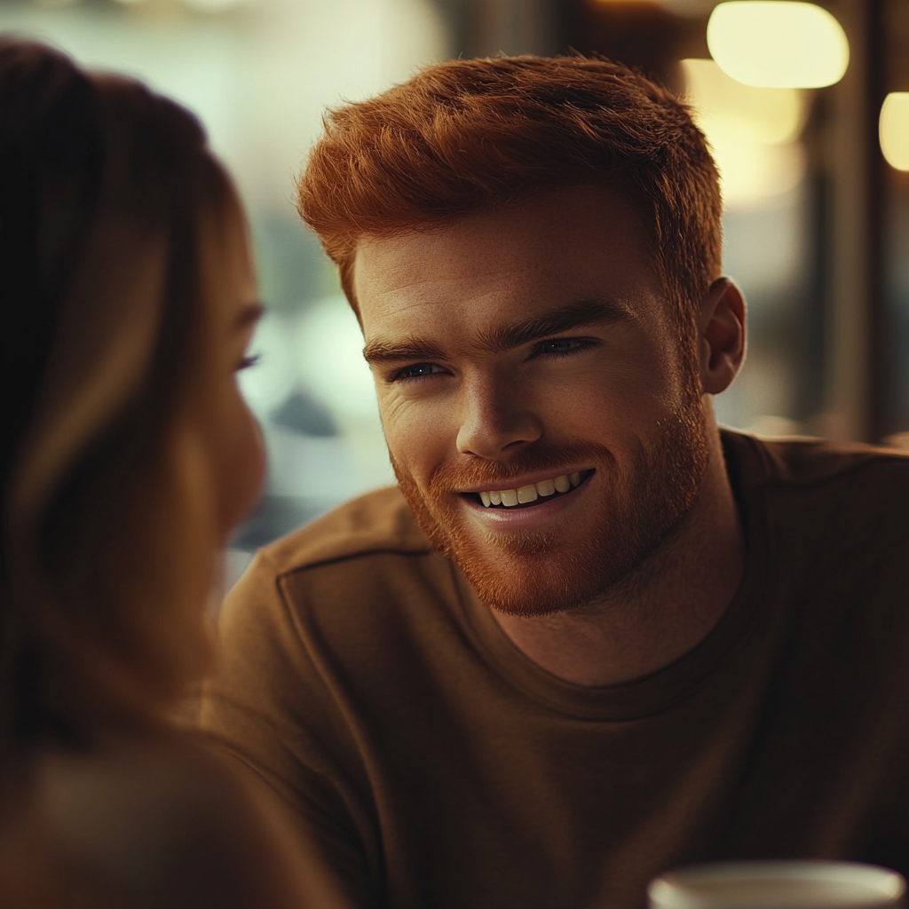 Un homme souriant avec son partenaire | Source : Midjourney