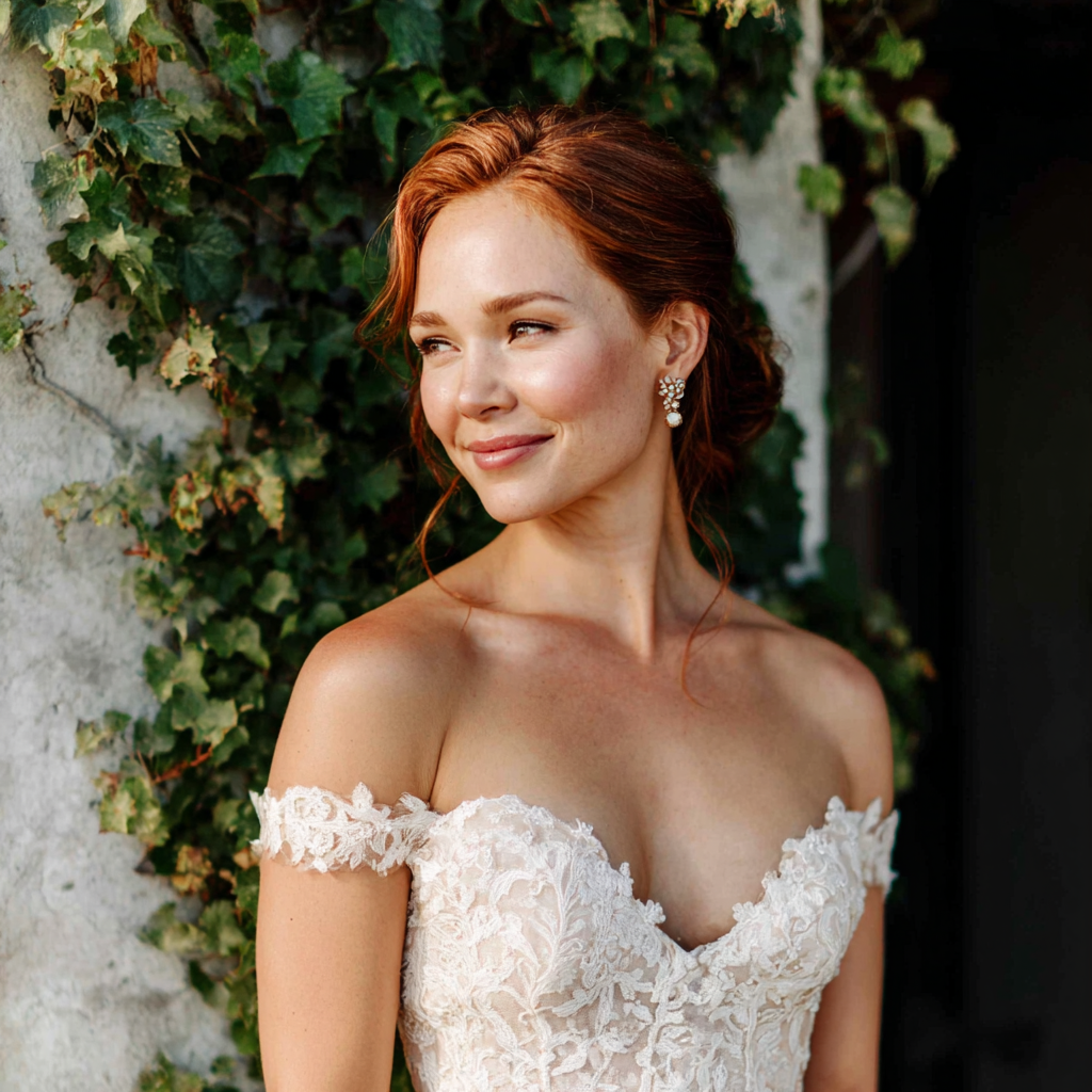 Une mariée souriante à l'extérieur | Source : Midjourney