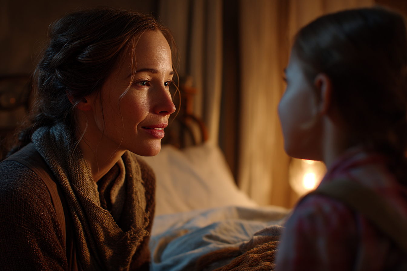 Une femme qui parle à une petite fille | Source : Midjourney