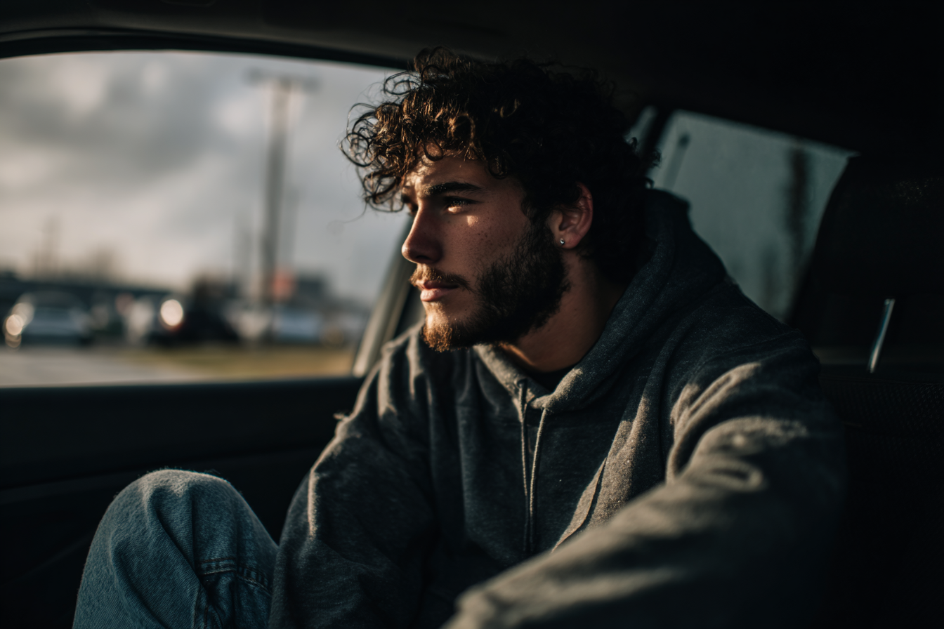 Un jeune homme dans une voiture | Source : Midjourney