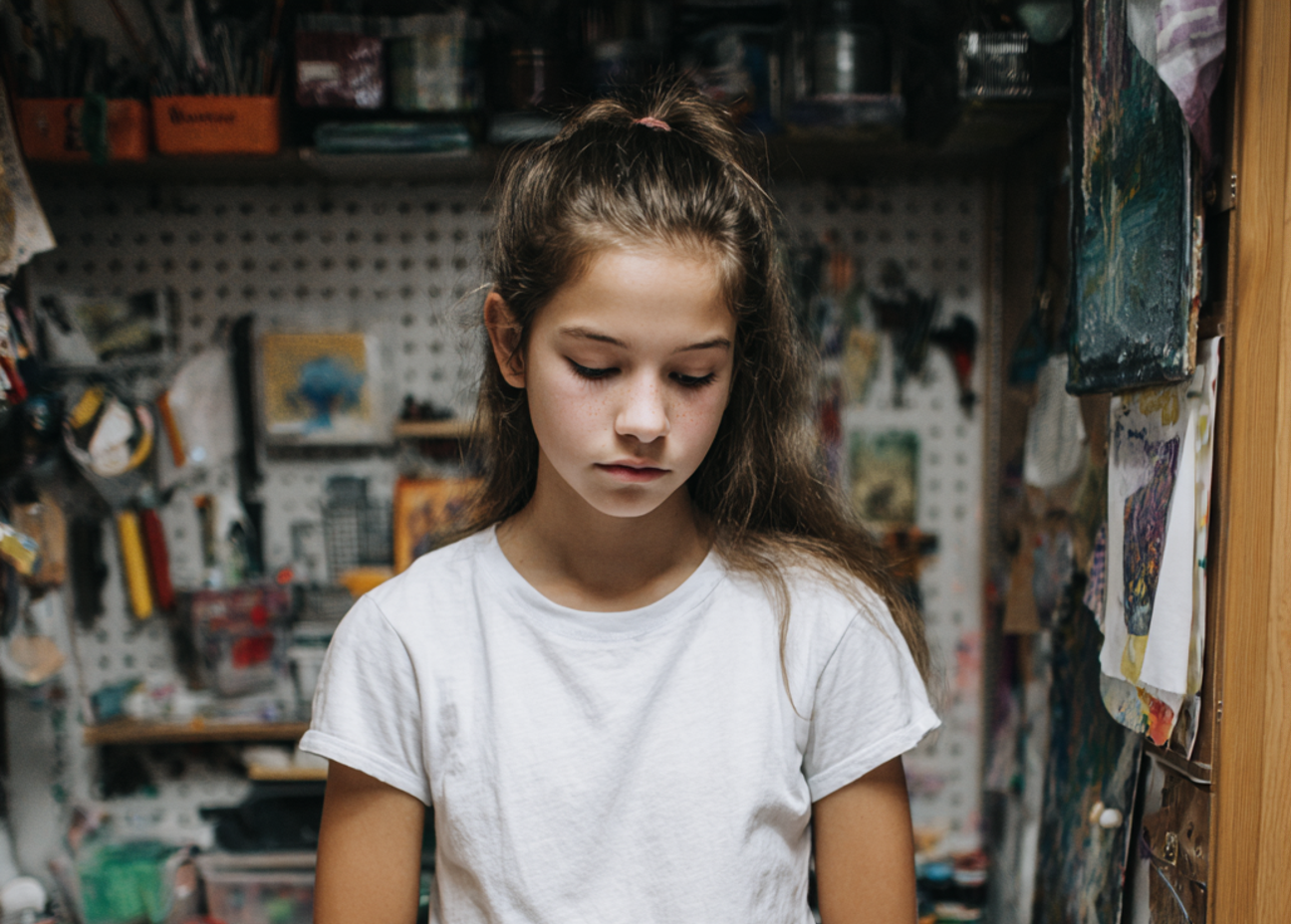 Une petite fille triste | Source : Midjourney