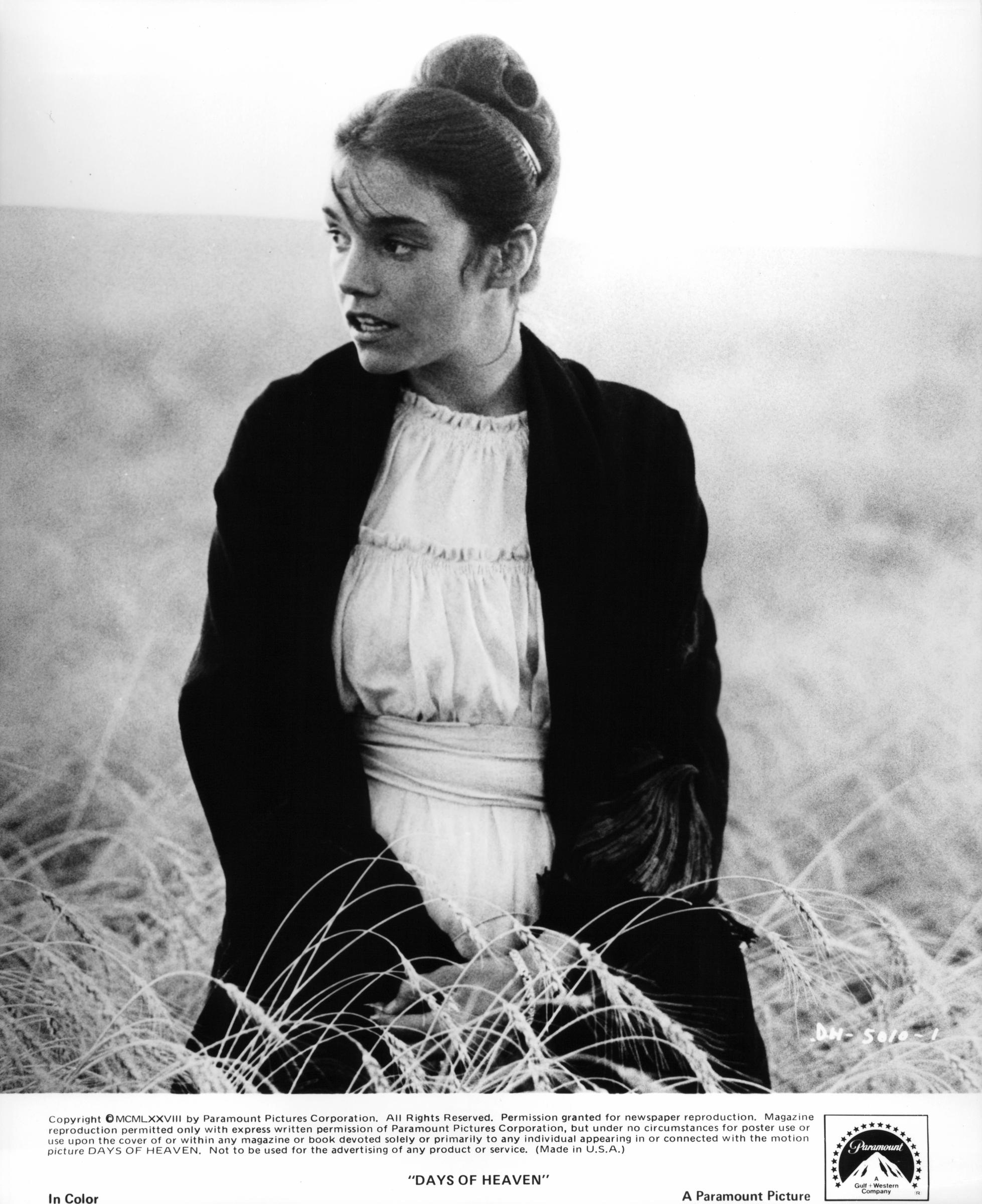 L'actrice sur le tournage de « Les Moissons du ciel » en 1978. | Source : Getty Images