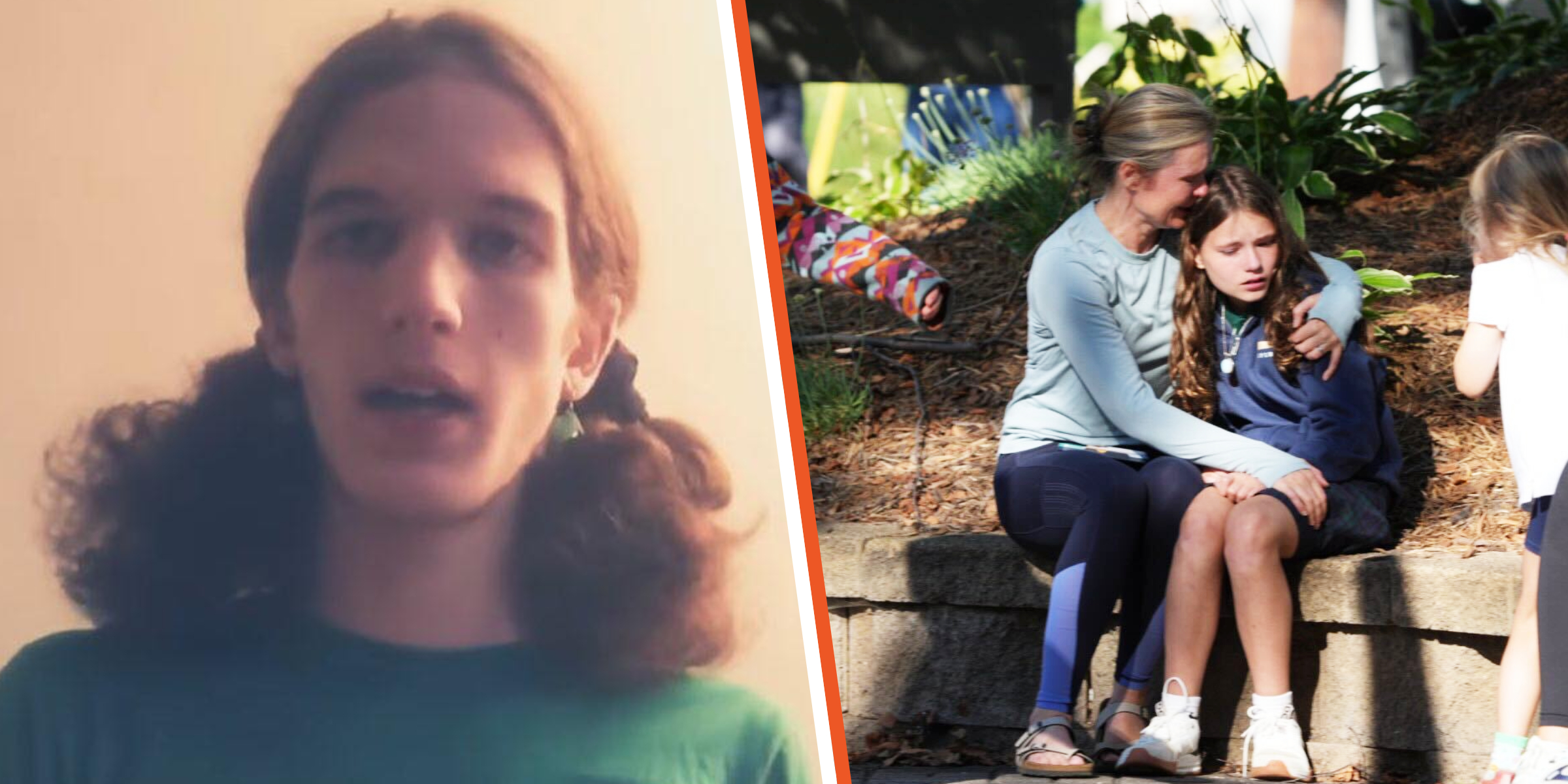 Robin Westman | Un parent et son enfant après la fusillade de l'église de l'Annonciation | Source : Facebook/David J Harris Jr. | Getty Images