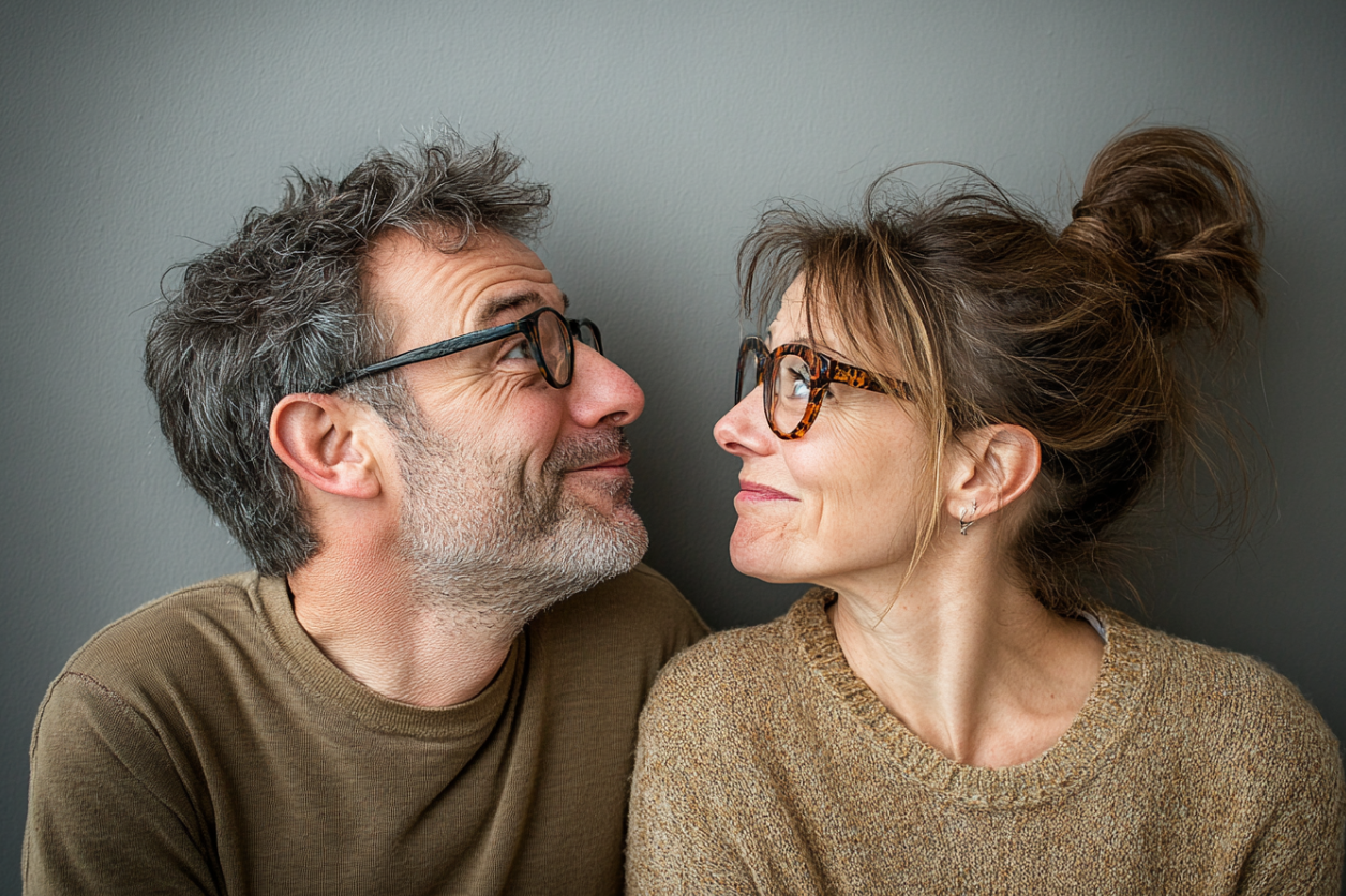 Des frères et sœurs partageant un regard espiègle | Source : Midjourney