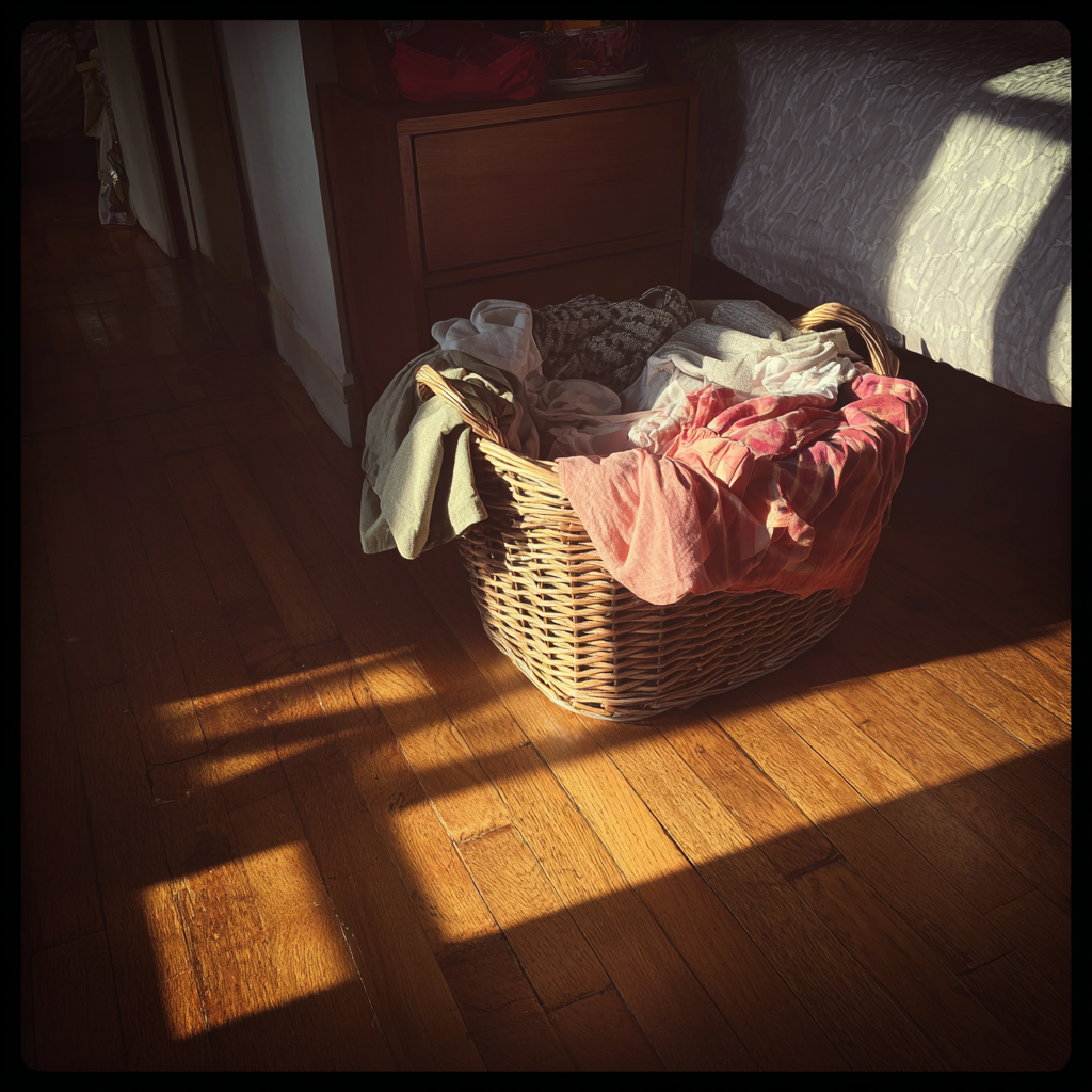 Un panier à linge dans une chambre à coucher | Source : Midjourney