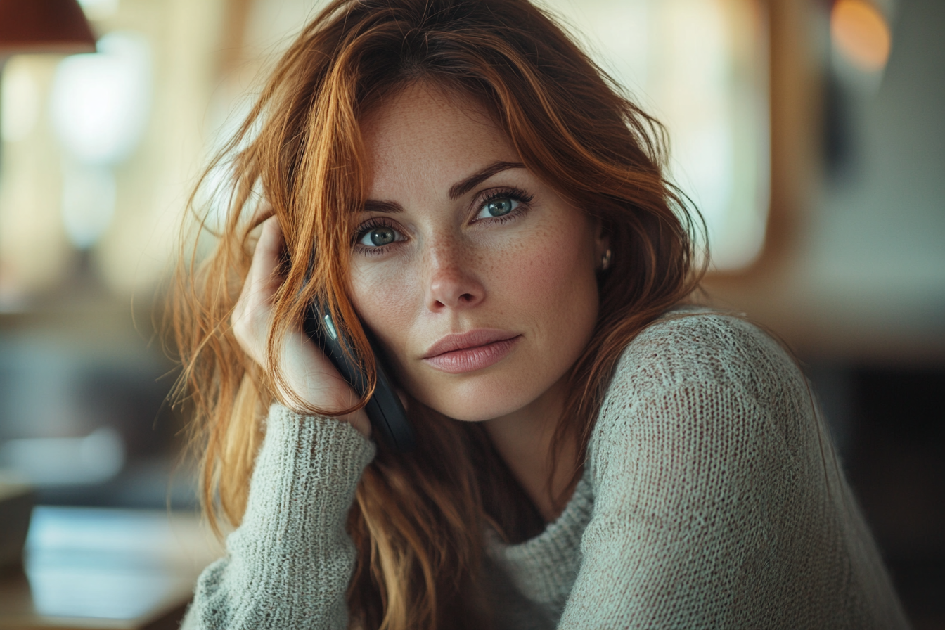 Une femme au téléphone. | Source : Midjourney