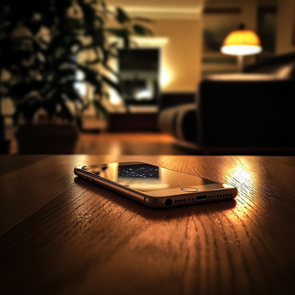 Un téléphone portable sur une table | Source : Midjourney