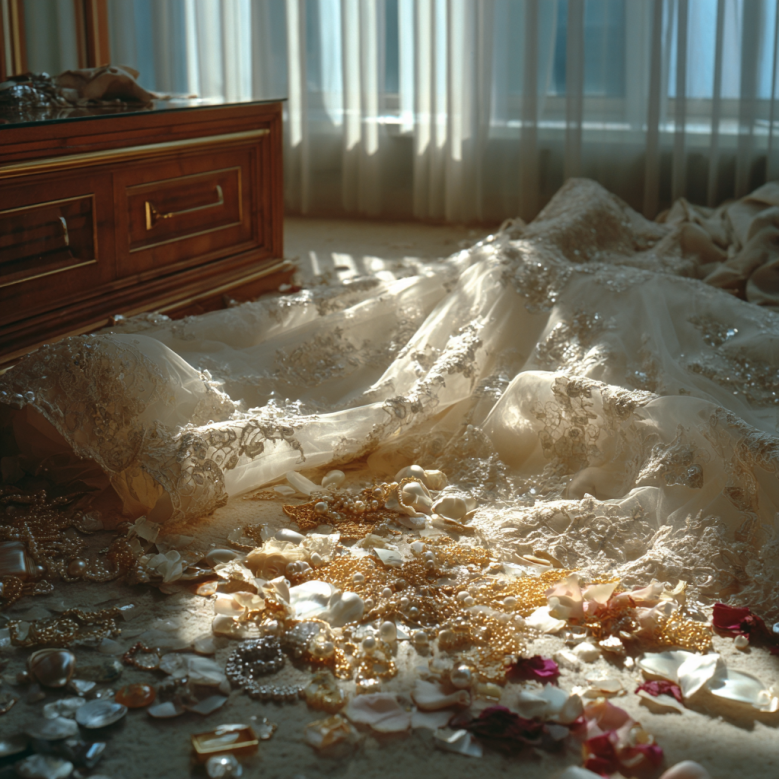 Une robe de mariée découpée | Source : Midjourney